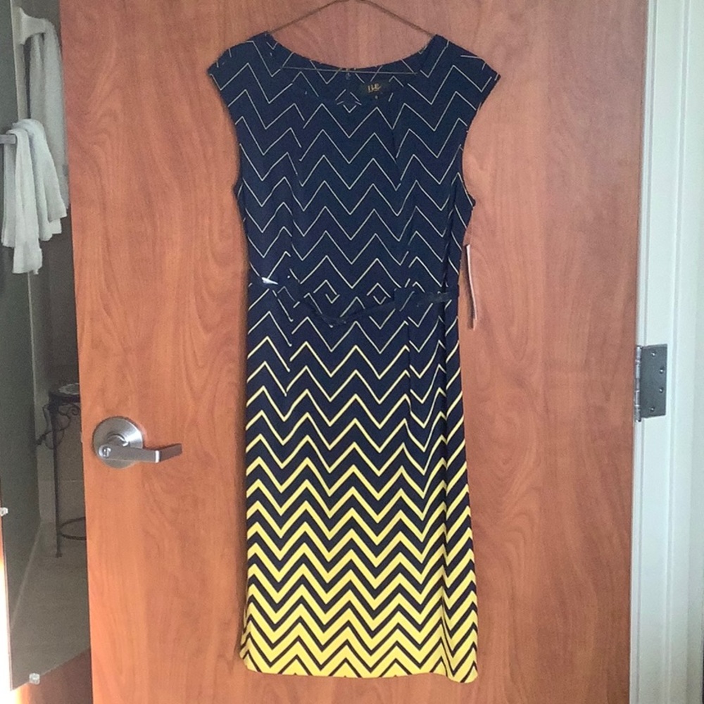 Navy Yellow Dress w/ belt Size 8